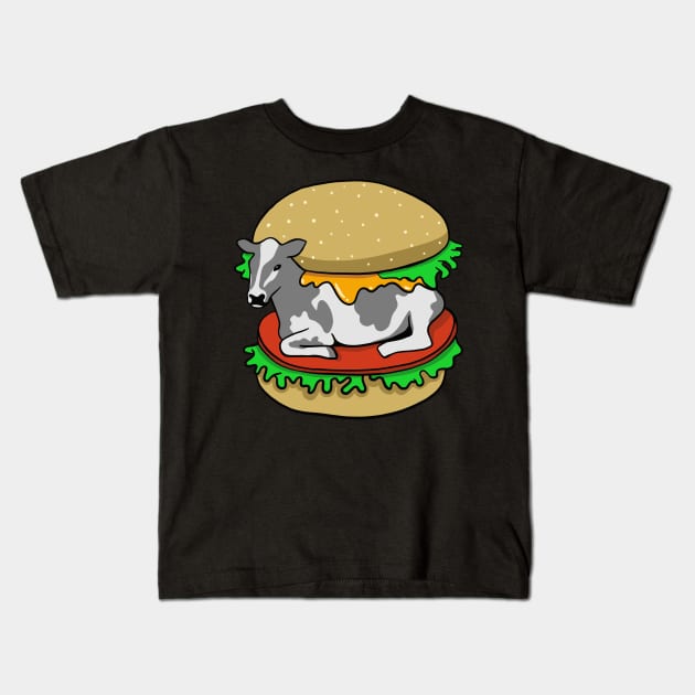 Vegan Burger Cow - Meat Free Eat Plants Kids T-Shirt by isstgeschichte